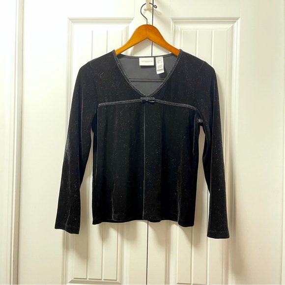 Liz Claiborne Vintage Velvet Long Sleeve Black - SP - Picture 1 of 10